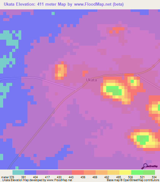 Ukata,Nigeria Elevation Map