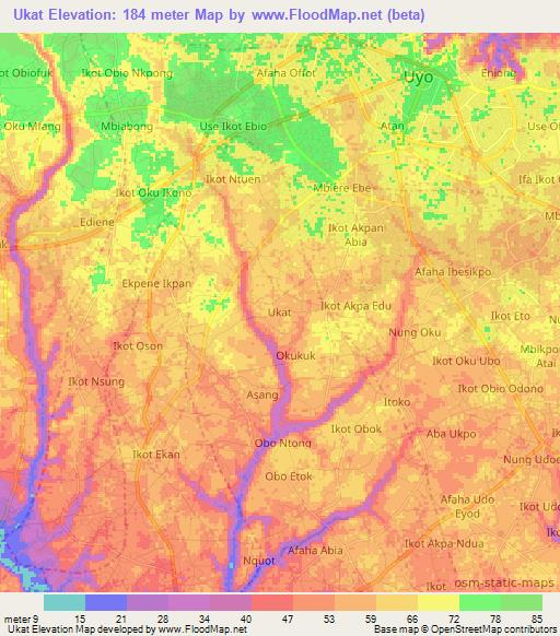 Ukat,Nigeria Elevation Map