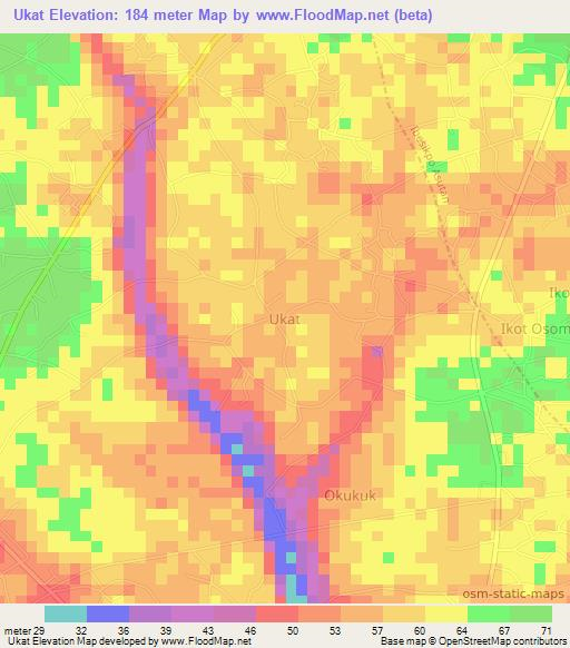 Ukat,Nigeria Elevation Map