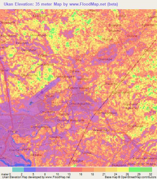 Ukan,Nigeria Elevation Map