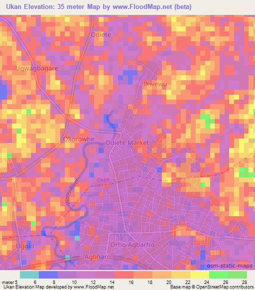Ukan,Nigeria Elevation Map