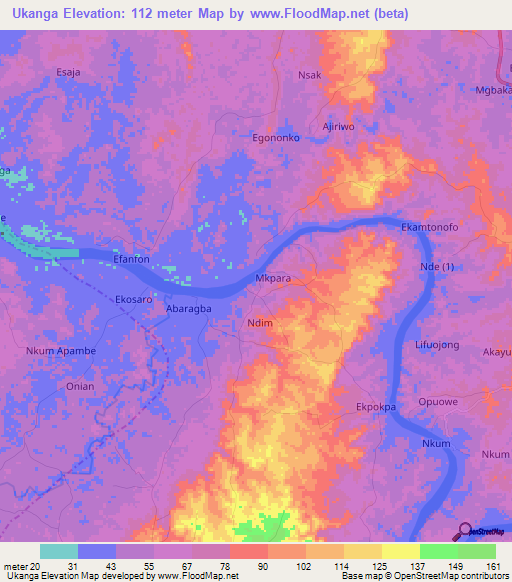 Ukanga,Nigeria Elevation Map