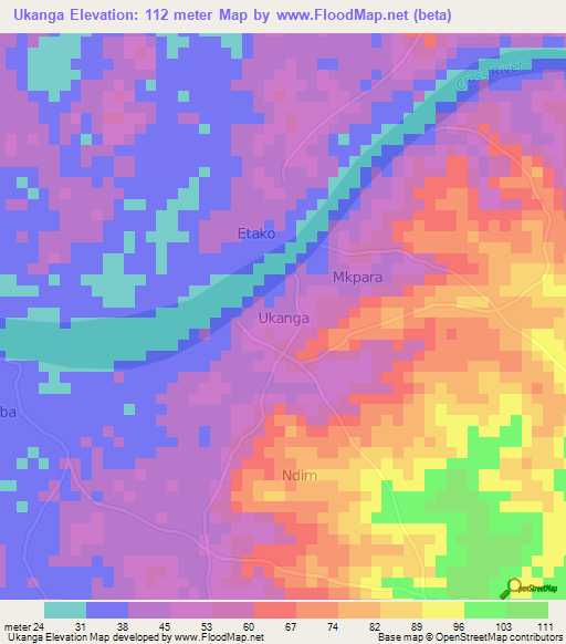 Ukanga,Nigeria Elevation Map