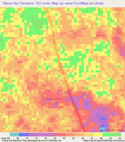 Ukana Iba,Nigeria Elevation Map