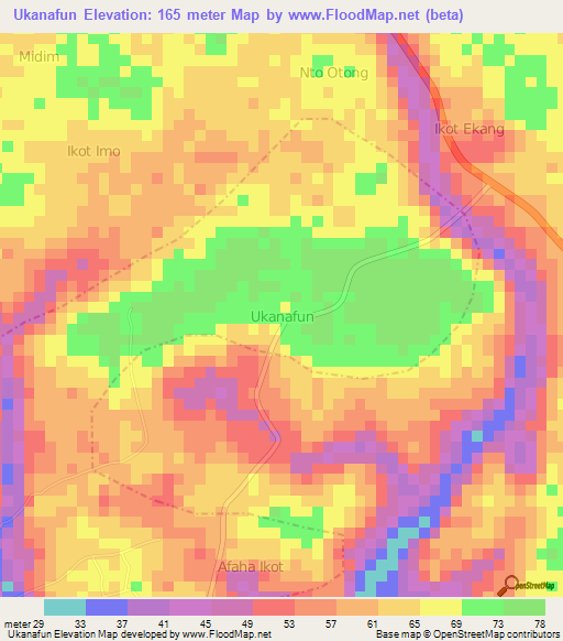 Ukanafun,Nigeria Elevation Map