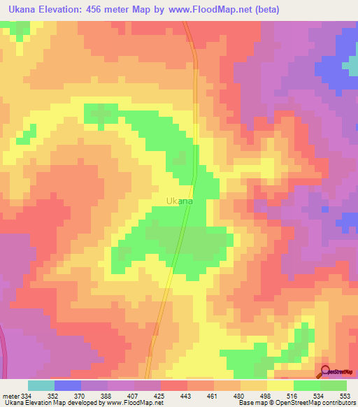 Ukana,Nigeria Elevation Map