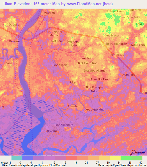 Ukan,Nigeria Elevation Map