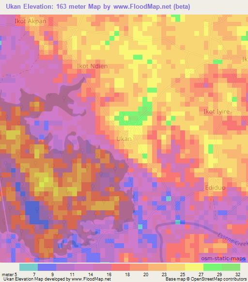 Ukan,Nigeria Elevation Map