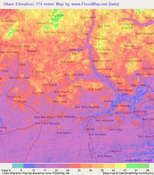 Ukam,Nigeria Elevation Map