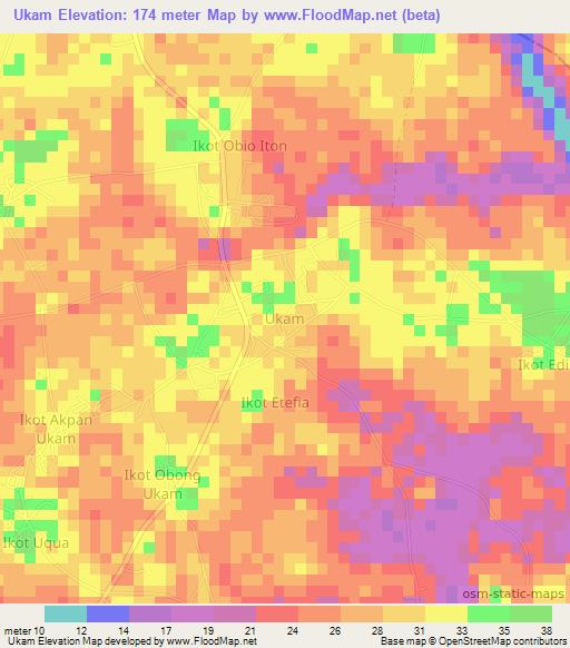 Ukam,Nigeria Elevation Map