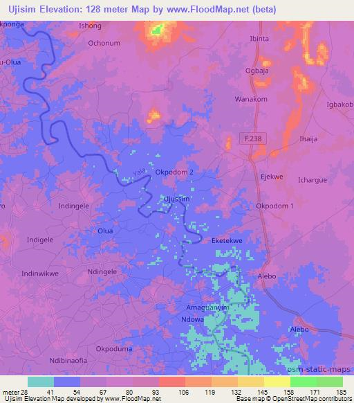 Ujisim,Nigeria Elevation Map