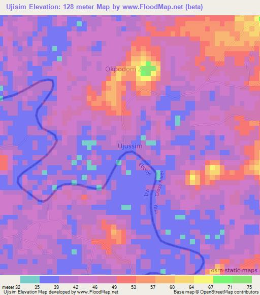 Ujisim,Nigeria Elevation Map