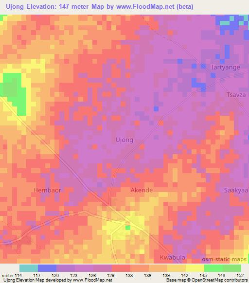 Ujong,Nigeria Elevation Map