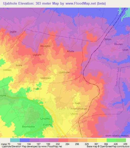 Ujabhole,Nigeria Elevation Map