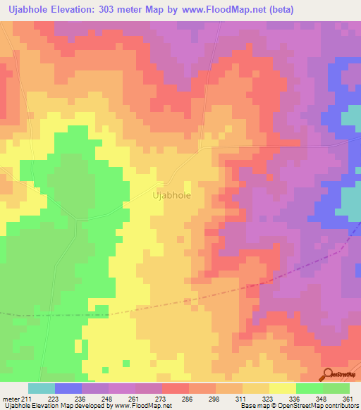 Ujabhole,Nigeria Elevation Map