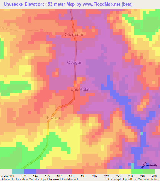 Uhuseoke,Nigeria Elevation Map