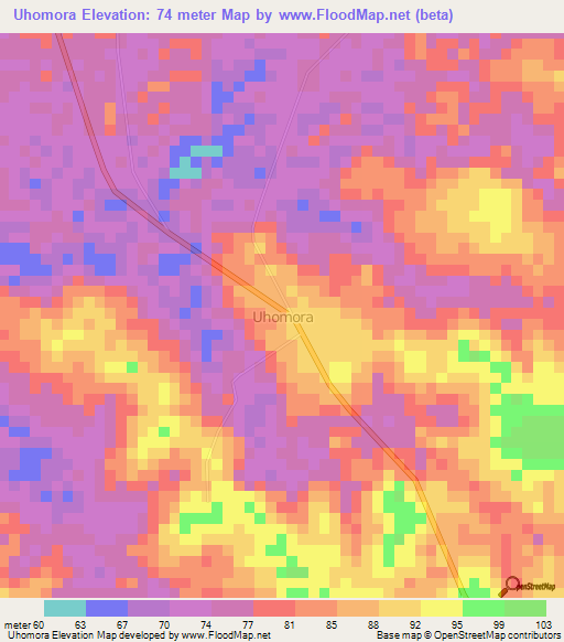 Uhomora,Nigeria Elevation Map