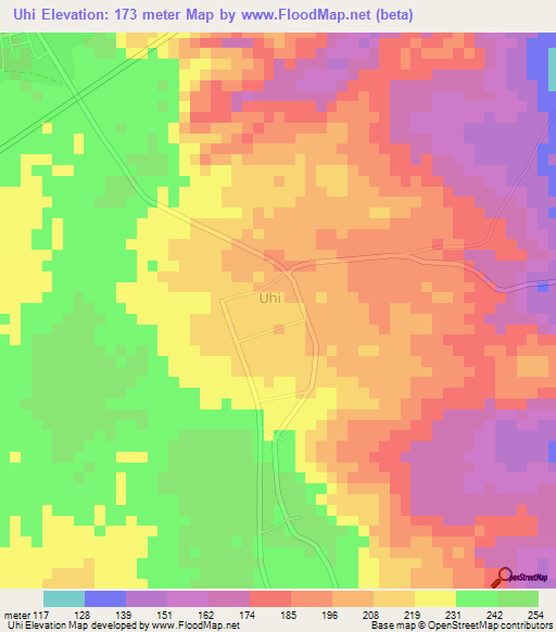 Uhi,Nigeria Elevation Map