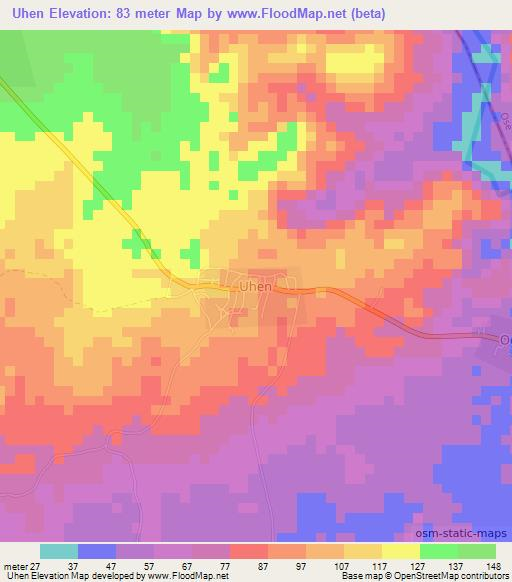 Uhen,Nigeria Elevation Map