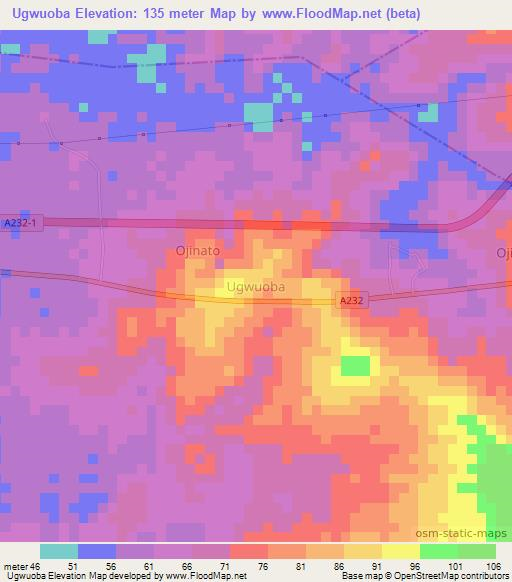 Ugwuoba,Nigeria Elevation Map