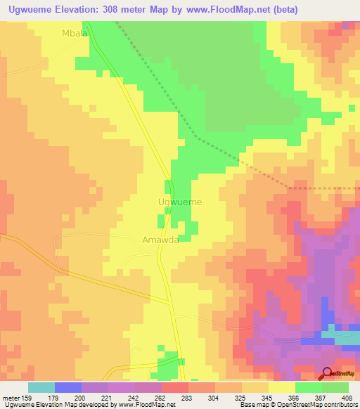 Ugwueme,Nigeria Elevation Map