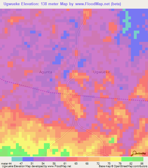 Ugwueke,Nigeria Elevation Map