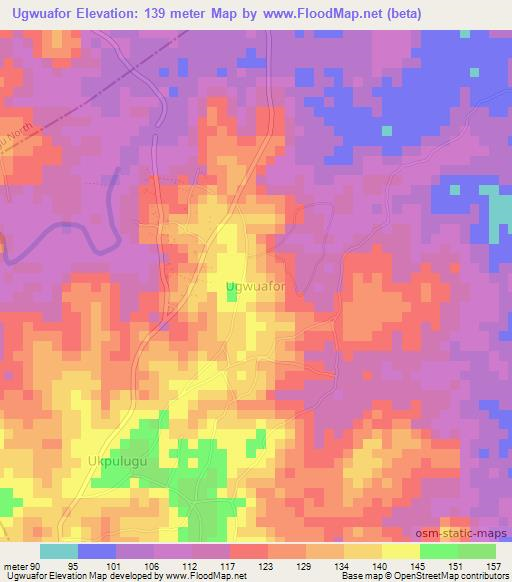 Ugwuafor,Nigeria Elevation Map