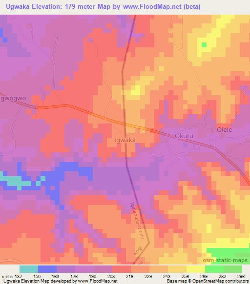 Ugwaka,Nigeria Elevation Map