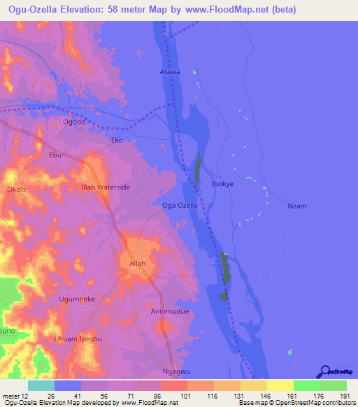 Ogu-Ozella,Nigeria Elevation Map