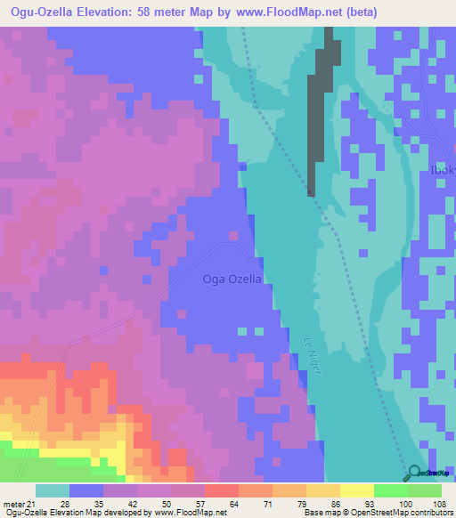 Ogu-Ozella,Nigeria Elevation Map