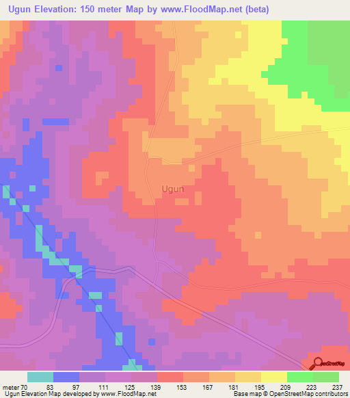 Ugun,Nigeria Elevation Map