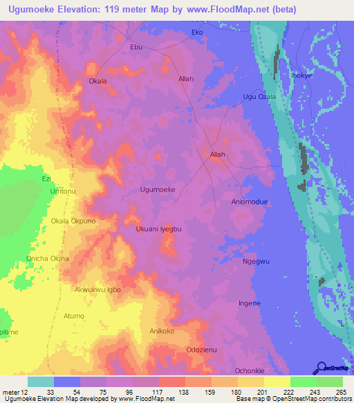 Ugumoeke,Nigeria Elevation Map