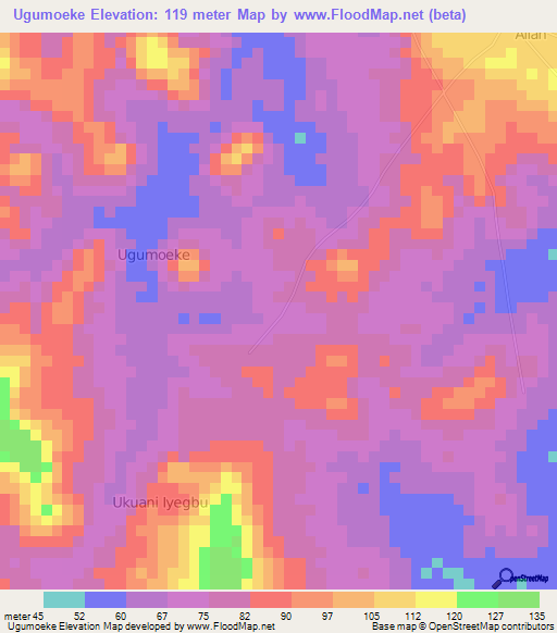 Ugumoeke,Nigeria Elevation Map