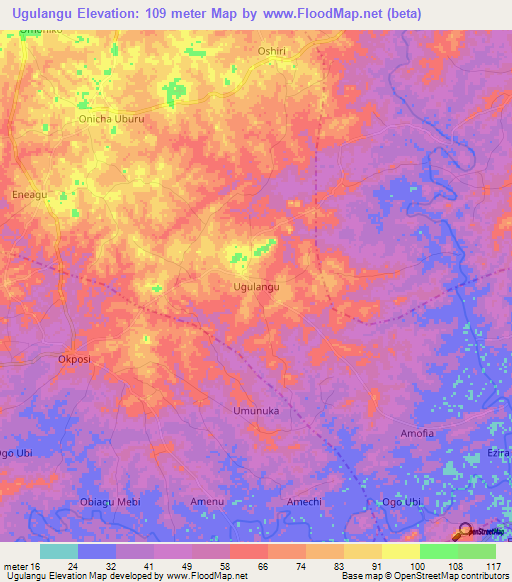 Ugulangu,Nigeria Elevation Map