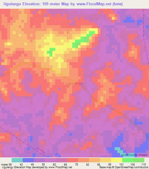 Ugulangu,Nigeria Elevation Map