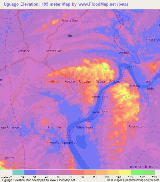 Uguago,Nigeria Elevation Map