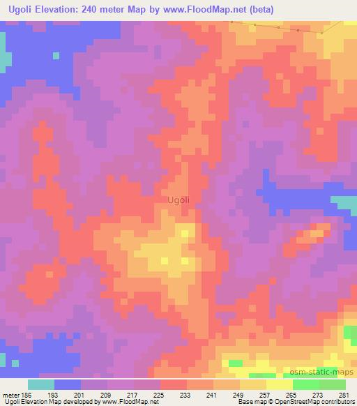 Ugoli,Nigeria Elevation Map