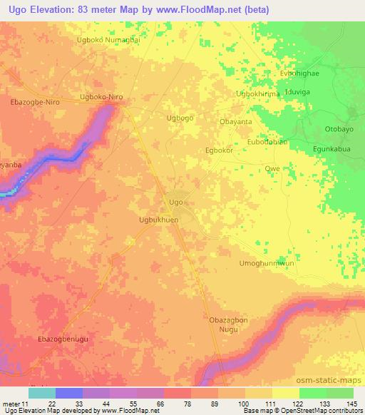 Ugo,Nigeria Elevation Map