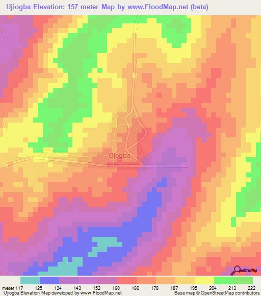 Ujiogba,Nigeria Elevation Map