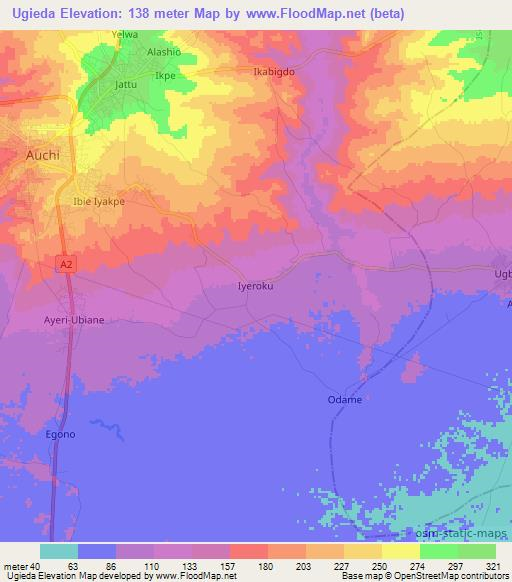 Ugieda,Nigeria Elevation Map