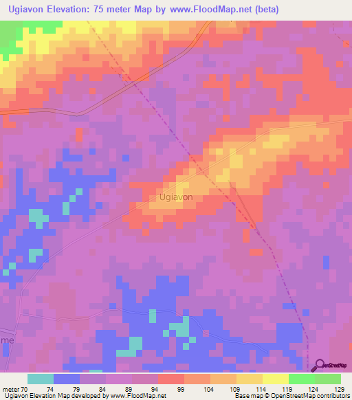 Ugiavon,Nigeria Elevation Map