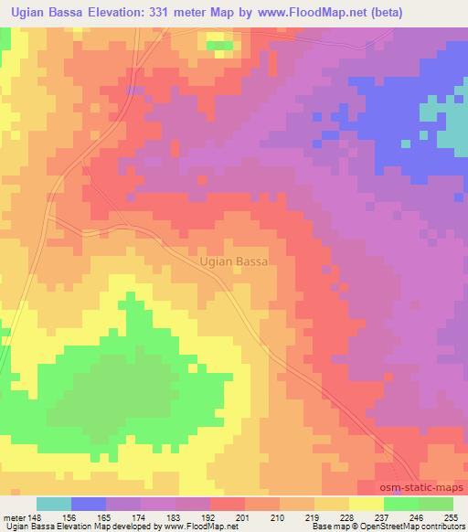 Ugian Bassa,Nigeria Elevation Map