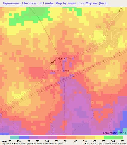 Ugianmuen,Nigeria Elevation Map