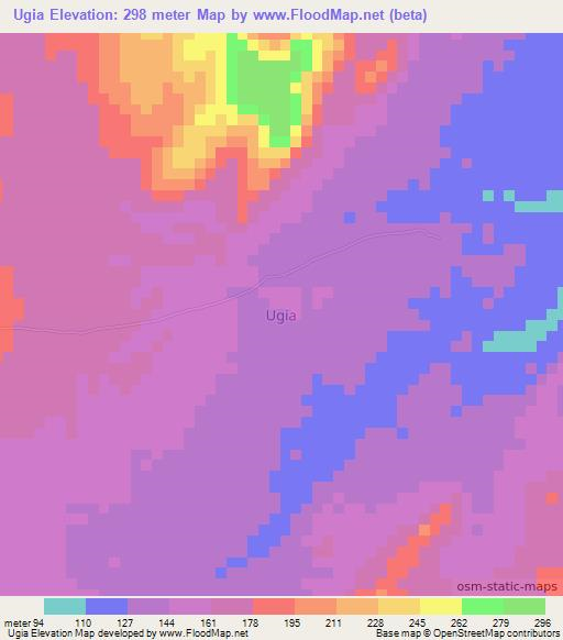 Ugia,Nigeria Elevation Map