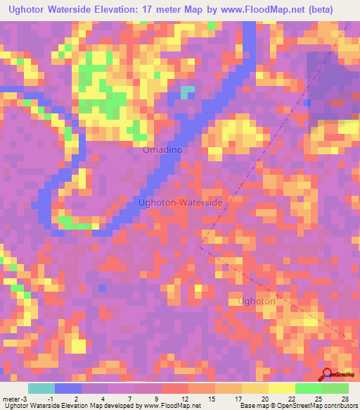 Ughotor Waterside,Nigeria Elevation Map