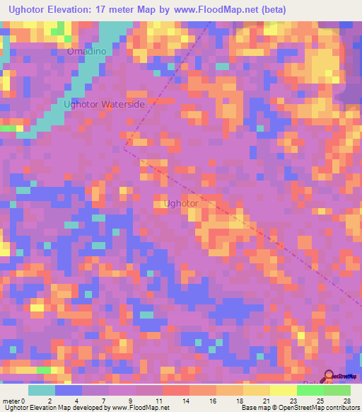 Ughotor,Nigeria Elevation Map