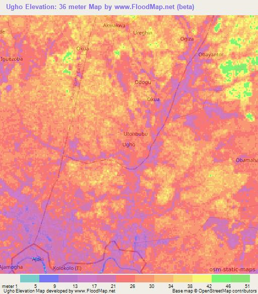 Ugho,Nigeria Elevation Map