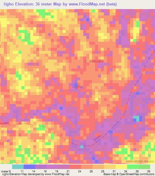 Ugho,Nigeria Elevation Map