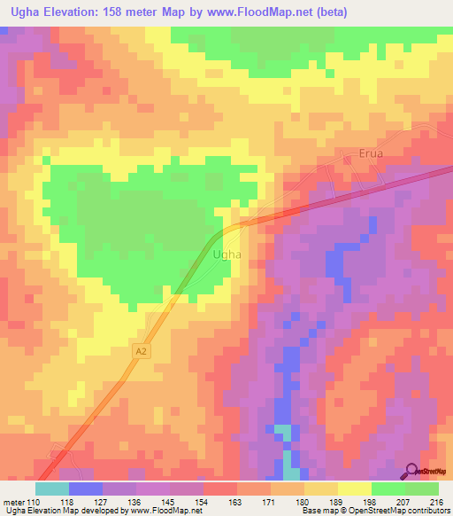 Ugha,Nigeria Elevation Map