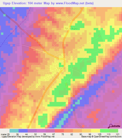 Ugep,Nigeria Elevation Map